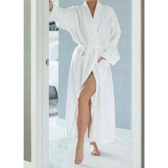 Boca Terry White Waffle Spa Bathrobe One Size Fits All Women’s NEW - Picture 2 of 4